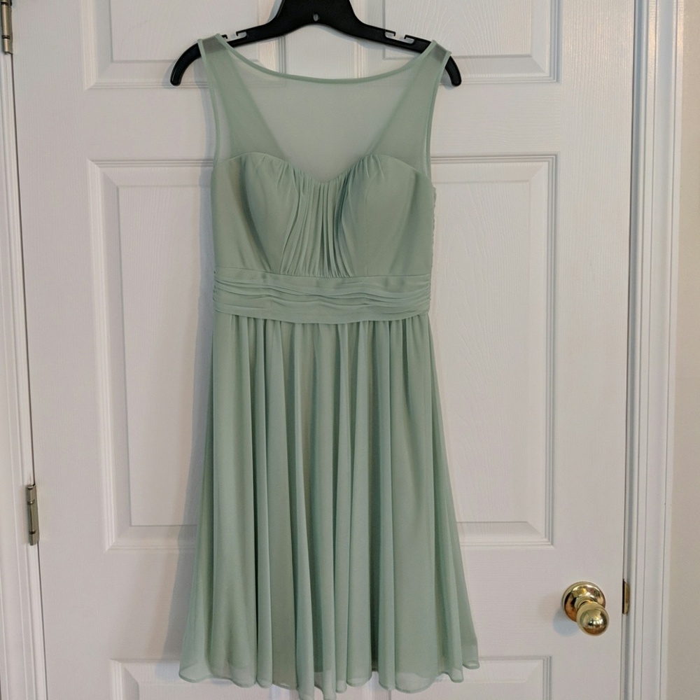 David's Bridal Light Green Bridesmaids Dress